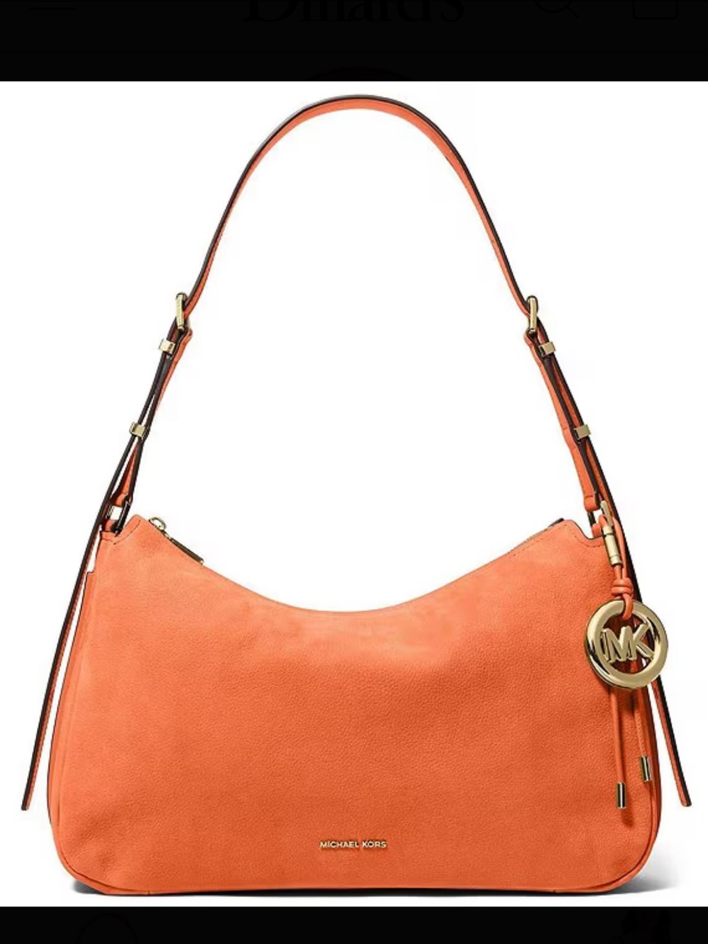 Michael Kors Orange Leather Hobo Shoulder Bag with Gold Accent